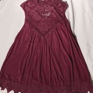 Plum Sleeveless Top with knit embellishments